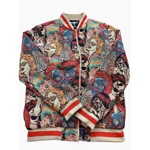 V.I.P. Collection Men's Multi Faces Jacquard Varsity Bomber Jacket Size M